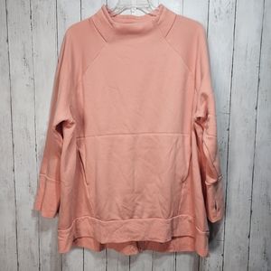 Fabletics Women's Peach Funnel Neck Pullover Athletic Sweatshirt Pockets Size 4X